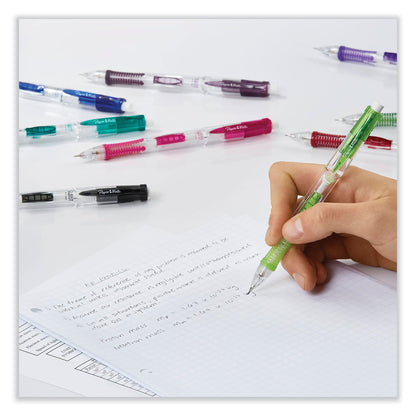 Paper Mate Clearpoint Mix and Match Mechanical Pencil, 0.7 mm, HB (#2.5), Black Lead, Clear Barrels, Green Accents/Assorted Tops