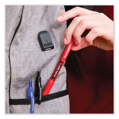 Paper Mate Profile Ballpoint Pen, Retractable, Medium 1 mm, Red Ink, Translucent Red Barrel, Dozen