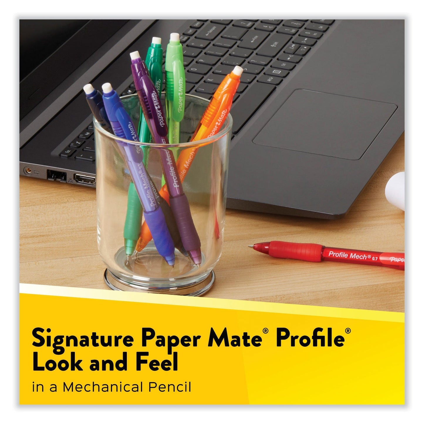 Paper Mate Profile Mechanical Pencils, 0.7 mm, HB (#2), Black Lead, Black Barrel, 36/Pack