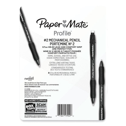 Paper Mate Profile Mechanical Pencils, 0.7 mm, HB (#2), Black Lead, Assorted Barrel Colors, 8/Pack