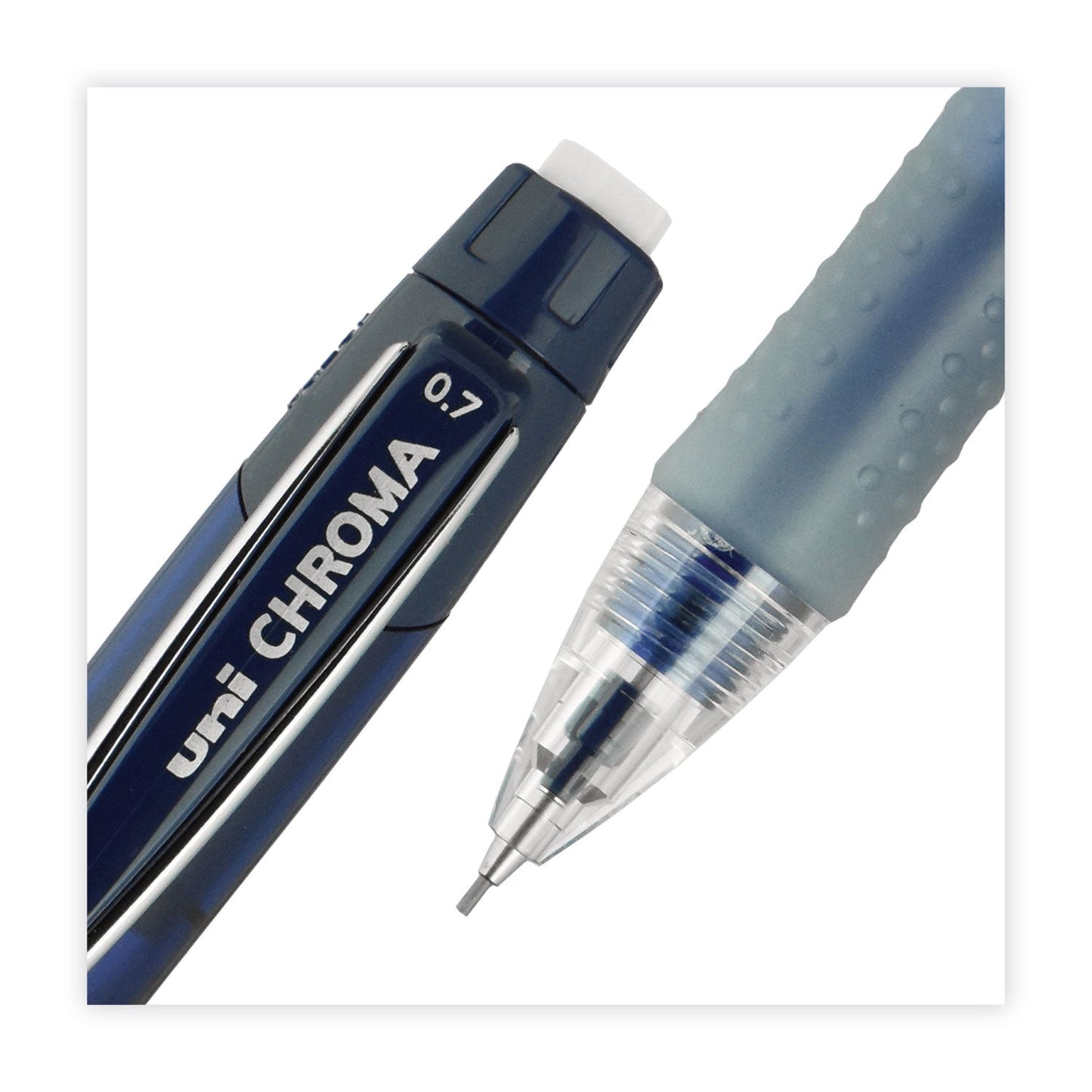 uniball Chroma Mechanical Pencil woth Leasd and Eraser Refills, 0.7 mm, HB (#2), Black Lead, Assorted Barrel Colors, 4/Set