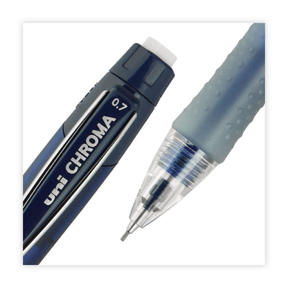 uniball Chroma Mechanical Pencil woth Leasd and Eraser Refills, 0.7 mm, HB (#2), Black Lead, Assorted Barrel Colors, 4/Set