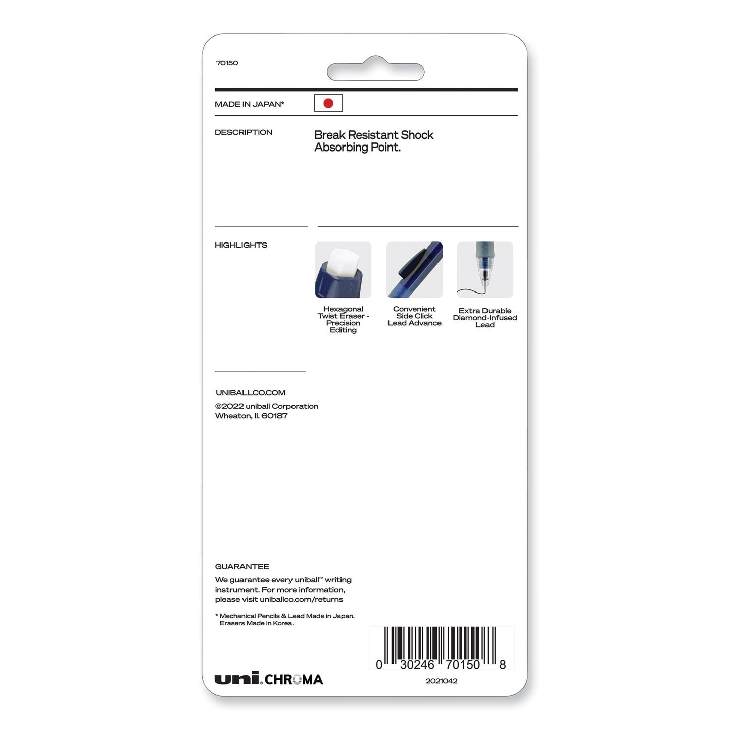 uniball Chroma Mechanical Pencil woth Leasd and Eraser Refills, 0.7 mm, HB (#2), Black Lead, Assorted Barrel Colors, 4/Set