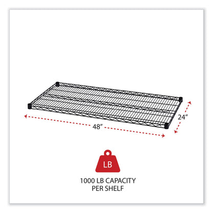 Alera Industrial Wire Shelving Extra Wire Shelves, 48w x 24d, Black, 2 Shelves/Carton
