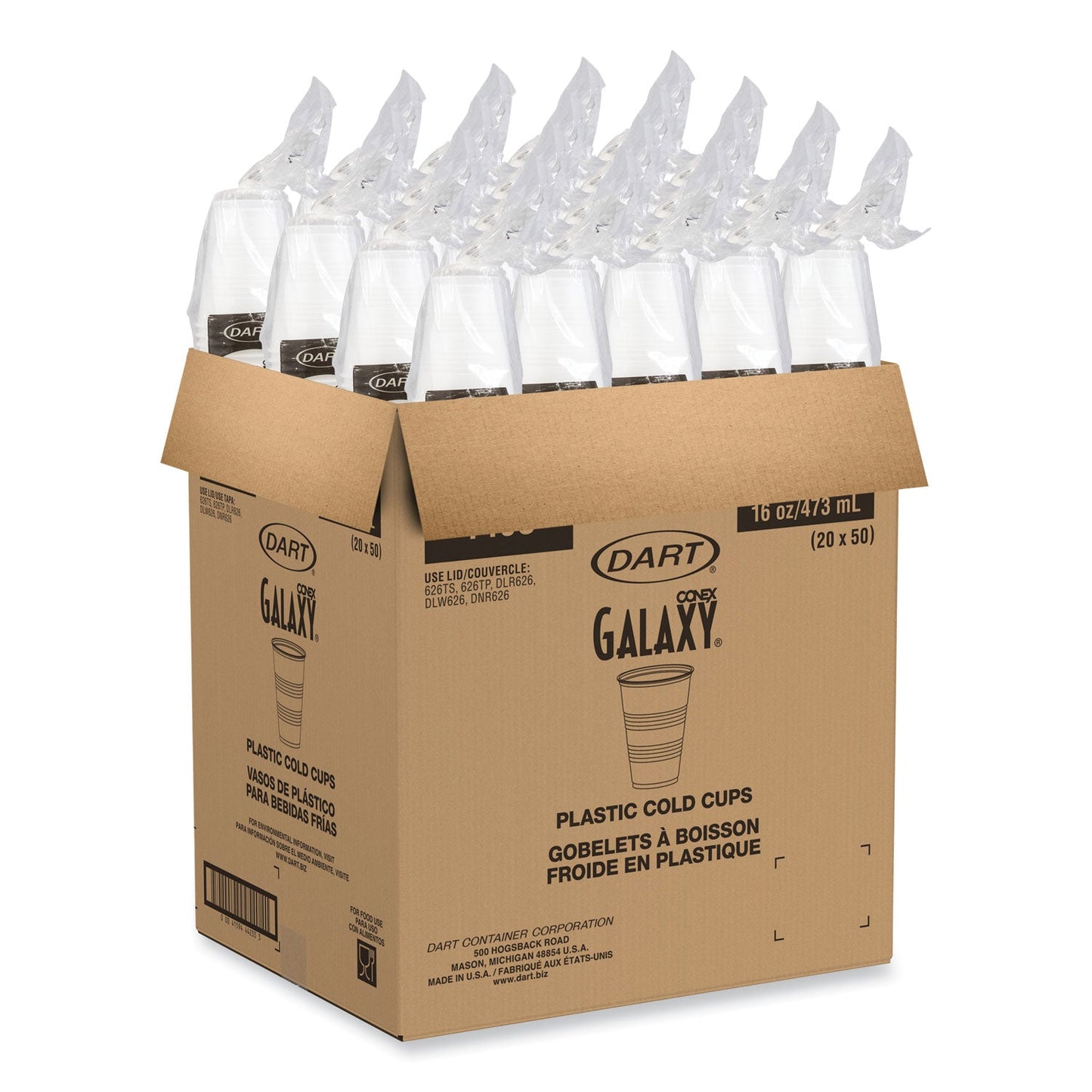 Dart Galaxy Translucent Cups, Squat, 16 to 18 oz, 1,000/Carton