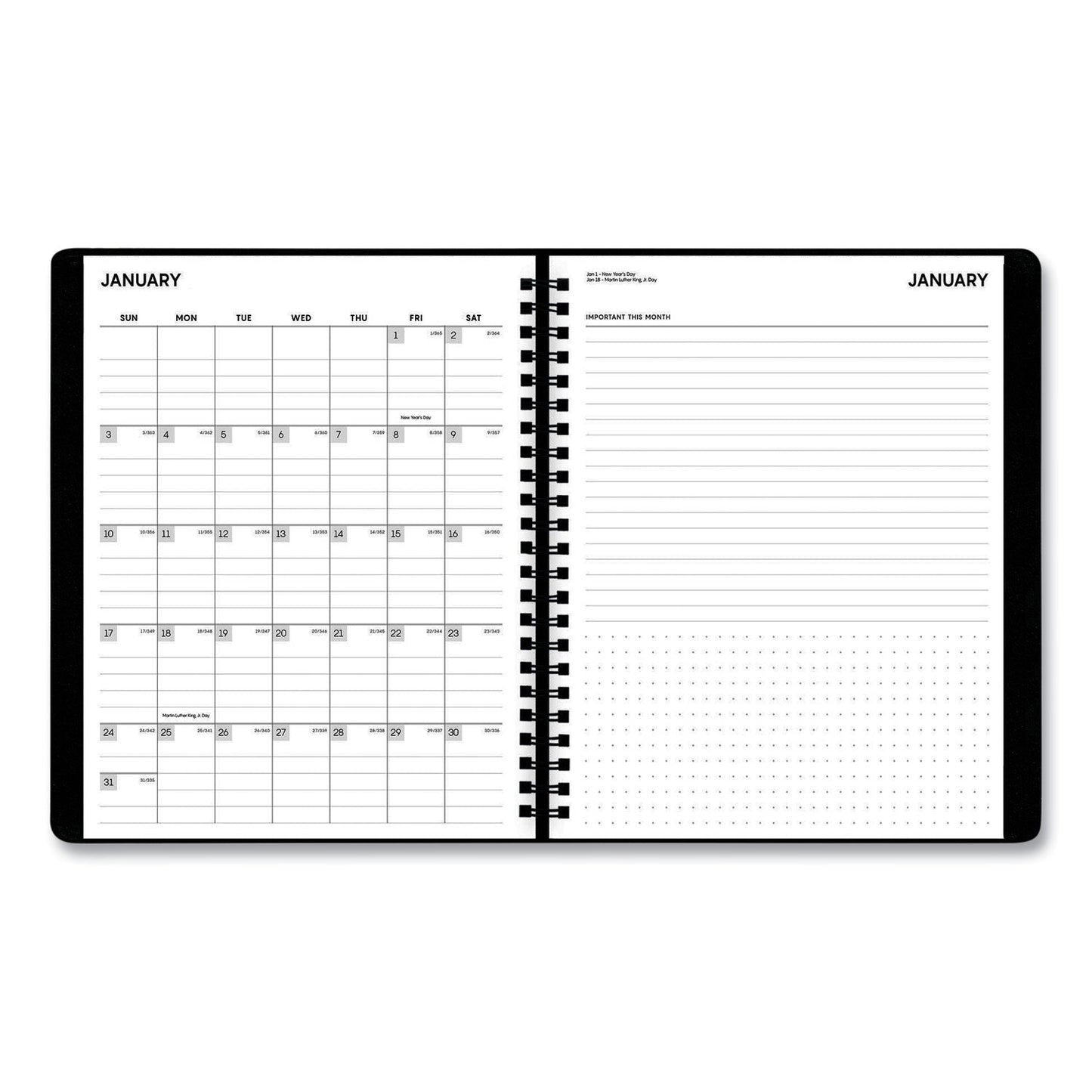 Blue Sky Aligned Weekly/Monthly Notes Planner, 8.75 x 7, Black Cover, 12-Month (Jan to Dec): 2023