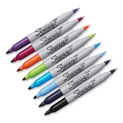 Sharpie Twin-Tip Permanent Marker, Extra-Fine/Fine Bullet Tips, Assorted Colors, 8/Set