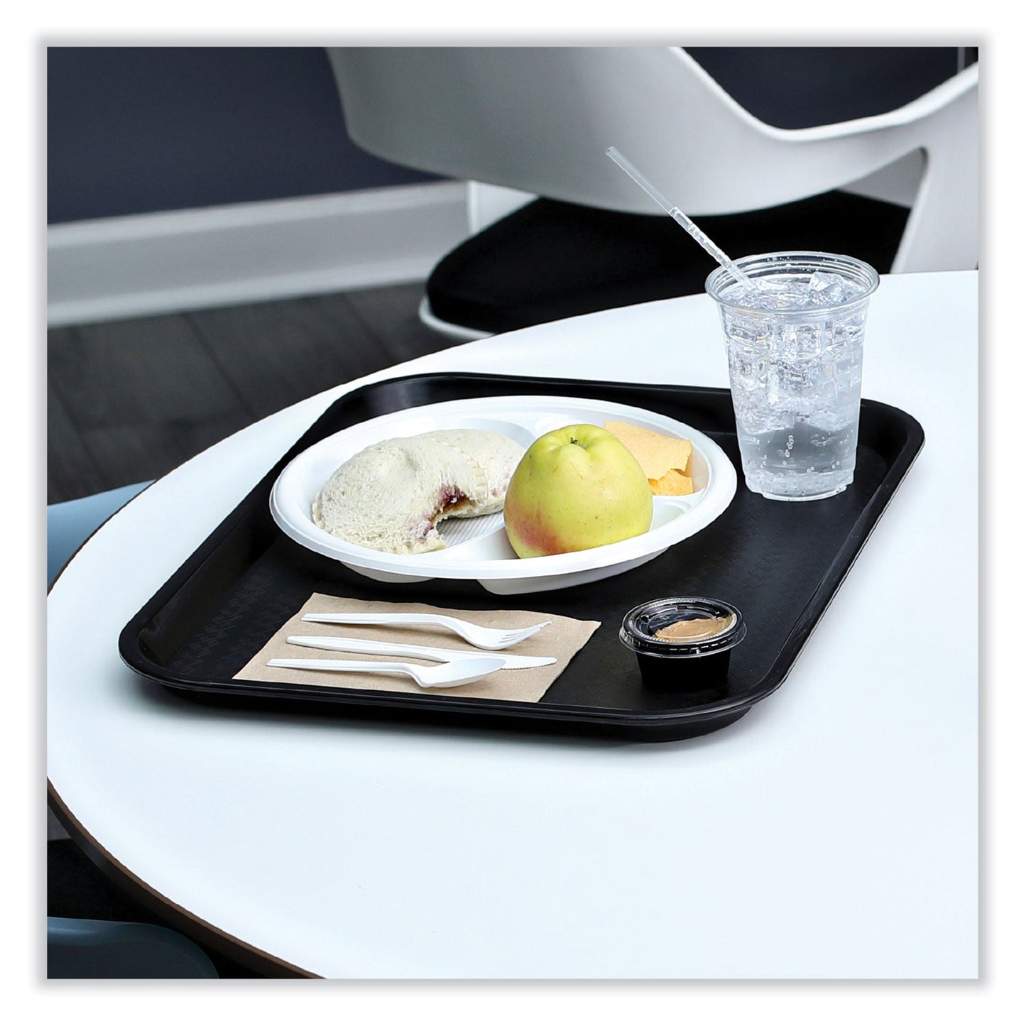 Boardwalk Six-Piece Cutlery Kit, Condiment/Fork/Knife/Napkin/Spoon, Heavyweight, White, 250/Carton