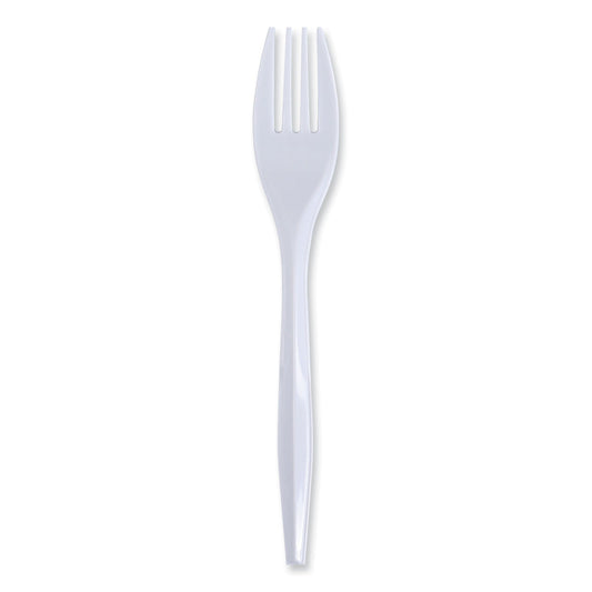 Boardwalk Mediumweight Wrapped Polypropylene Cutlery, Fork, White, 1000/Carton