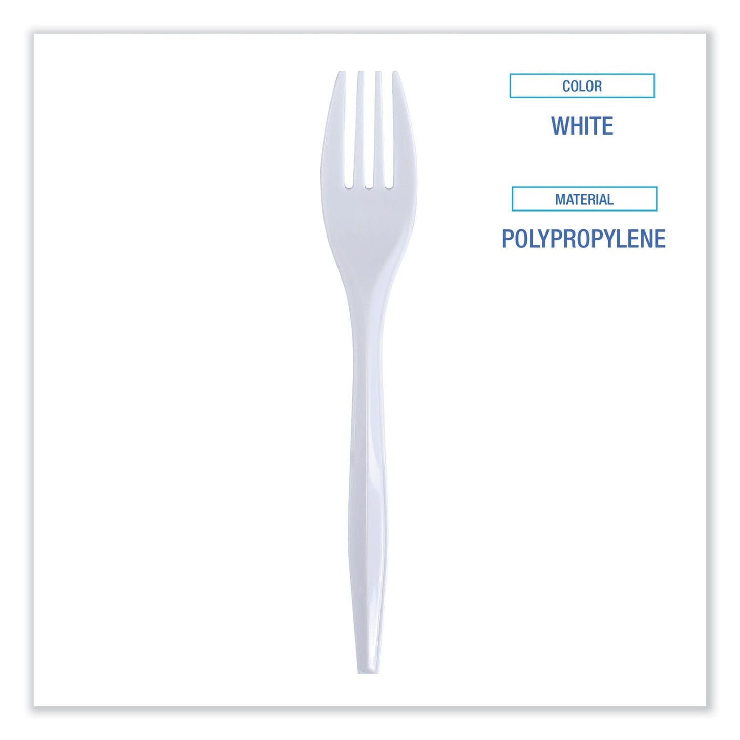 Boardwalk Mediumweight Wrapped Polypropylene Cutlery, Fork, White, 1000/Carton
