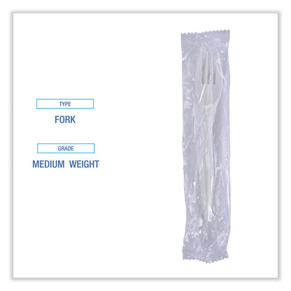 Boardwalk Mediumweight Wrapped Polypropylene Cutlery, Fork, White, 1000/Carton