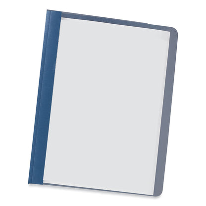 Universal Clear Front Report Covers with Fasteners, Three-Prong Fastener, 0.5" Capacity,  8.5 x 11, Clear/Dark Blue, 25/Box