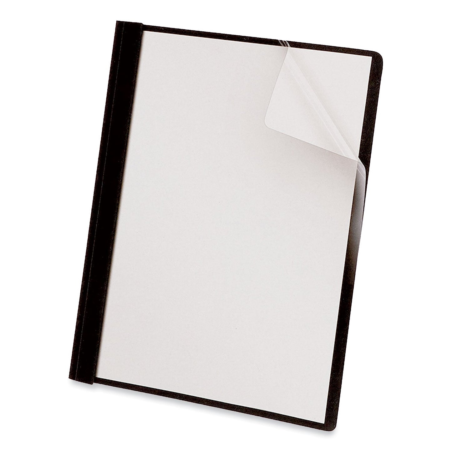 Universal Clear Front Report Cover, Prong Fastener, 0.5" Capacity, 8.5 x 11, Clear/Black, 25/Box