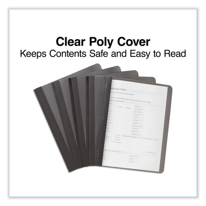 Universal Clear Front Report Cover, Prong Fastener, 0.5" Capacity, 8.5 x 11, Clear/Black, 25/Box
