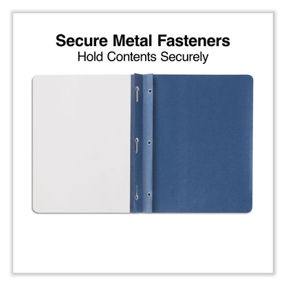Universal Clear Front Report Cover, Prong Fastener, 0.5" Capacity, 8.5 x 11, Clear/Dark Blue, 25/Box