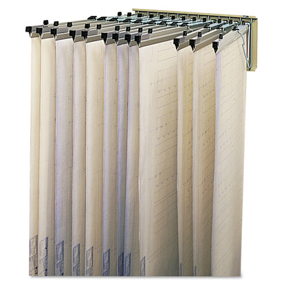 Safco Sheet File Pivot Wall Rack, 12 Hanging Clamps, 24w x 14.75d x 9.75h, Sand