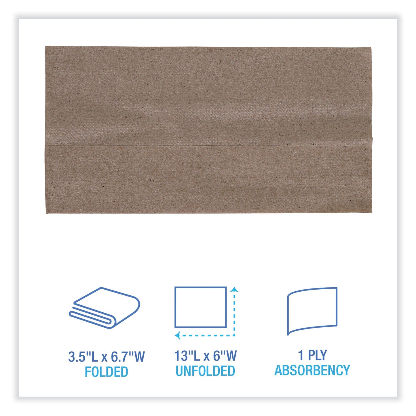 Boardwalk Tall Fold Dispenser Napkins, 1-Ply, 13 x 6, Kraft, 500/Pack, 20 Packs/Carton