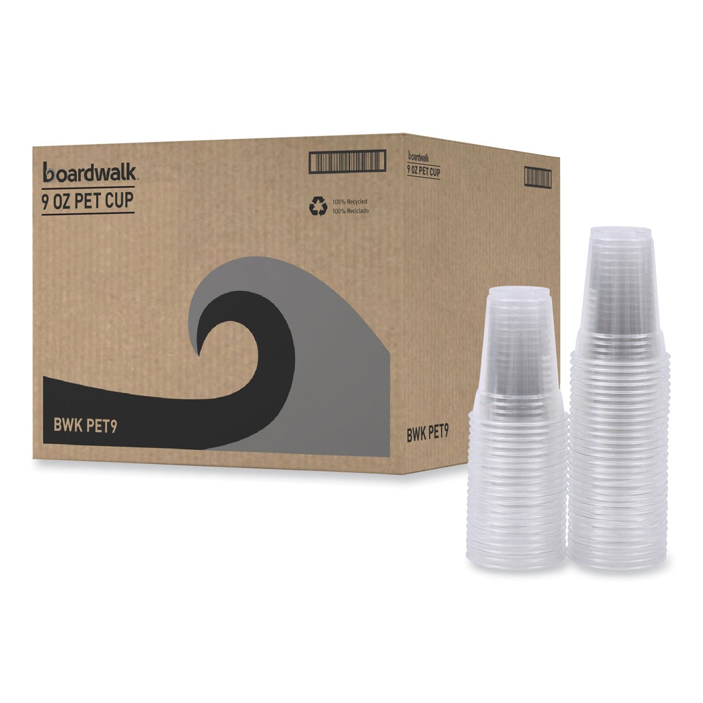 Boardwalk Clear Plastic Cold Cups, 9 oz, PET, 50 Cups/Sleeve, 20 Sleeves/Carton