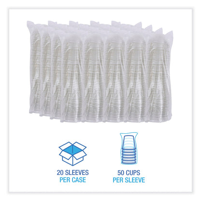 Boardwalk PET Cold Cup Dome Lids, Fits 16 oz to 24 oz Plastic Cups, Clear, 100 Lids/Sleeve, 10 Sleeves/Carton