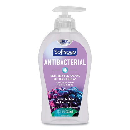 Softsoap Antibacterial Hand Soap, White Tea and Berry Fusion, 11.25 oz Pump Bottle, 6/Carton