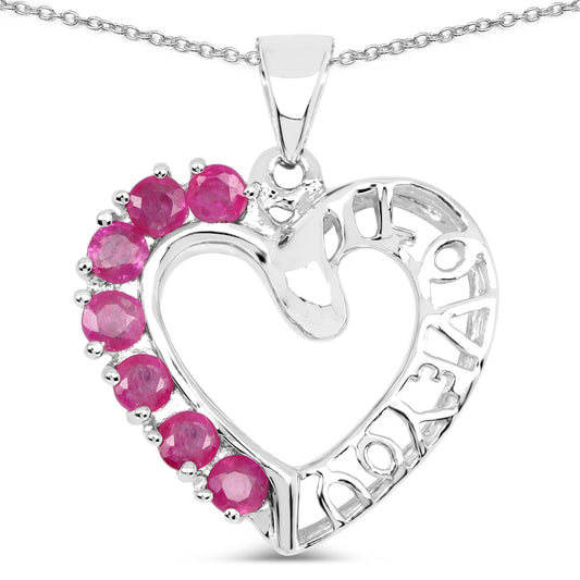 0.91 Carat Genuine Ruby .925 Sterling Silver Pendant