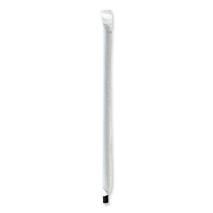 Boardwalk Wrapped Jumbo Straws, 7.75", Polypropylene, Black, 250/Pack, 50 Packs/Carton