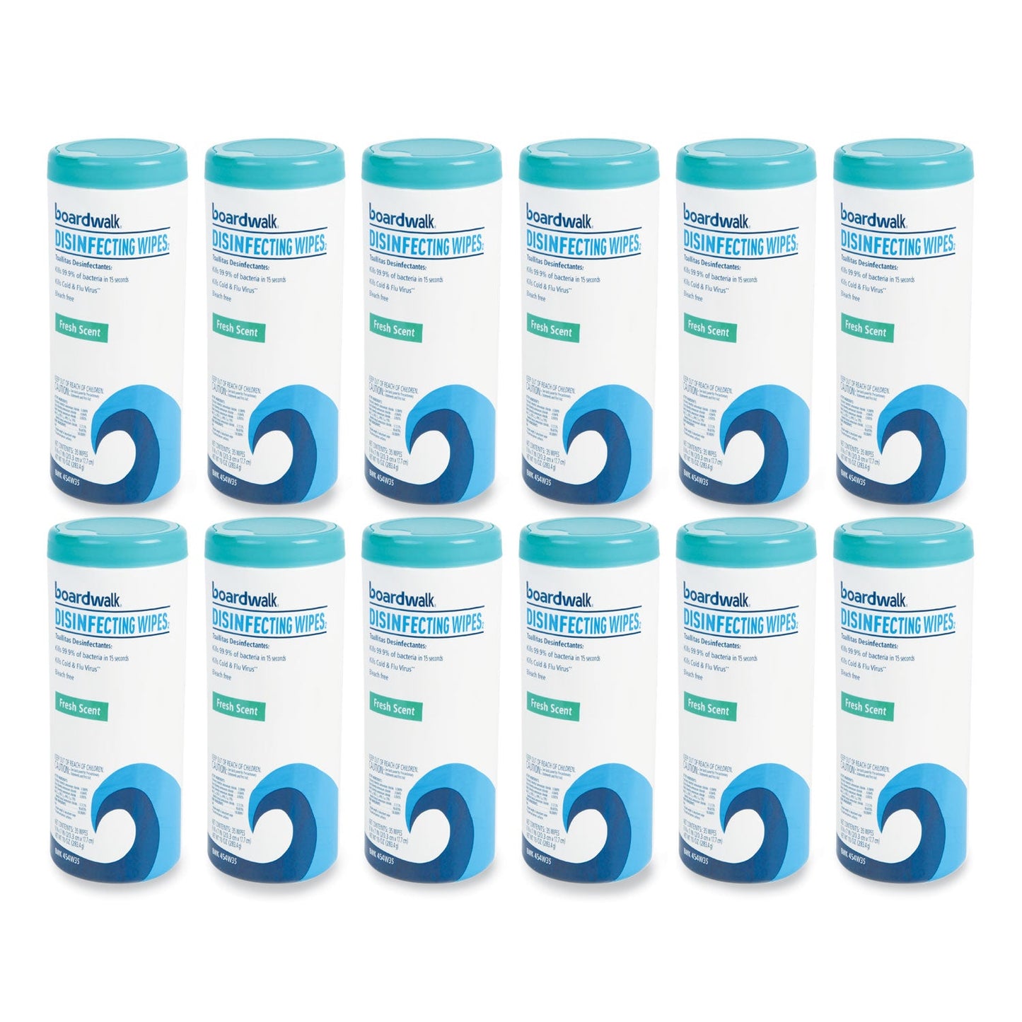 Boardwalk Disinfecting Wipes, 7 x 8, Fresh Scent, 35/Canister, 12 Canisters/Carton