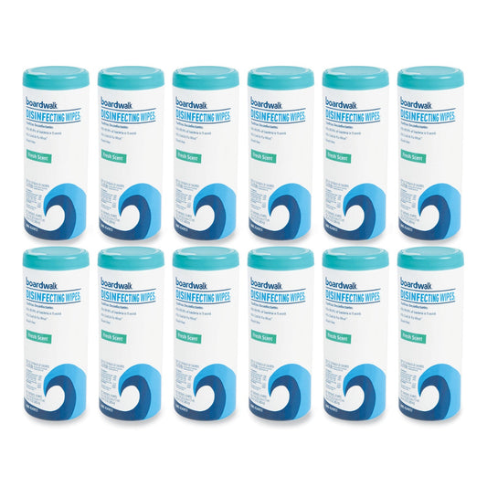Boardwalk Disinfecting Wipes, 7 x 8, Fresh Scent, 35/Canister, 12 Canisters/Carton