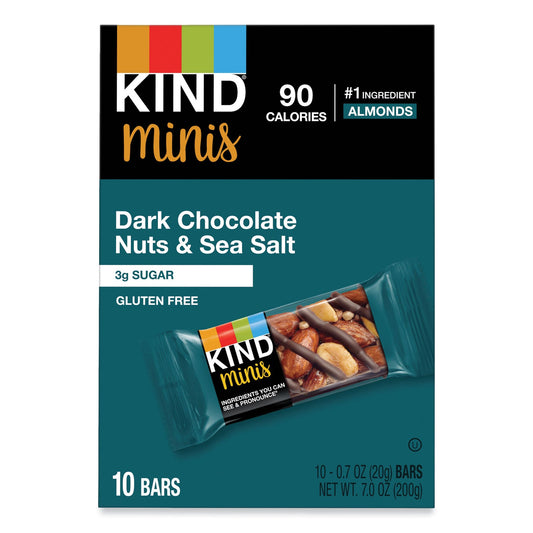 KIND Minis, Dark Chocolate Nuts/Sea Salt, 0.7 oz, 10/Pack