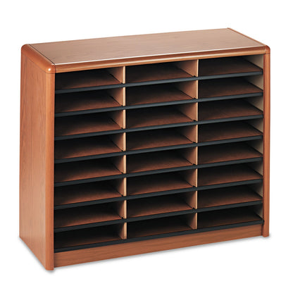 Safco Steel/Fiberboard Literature Sorter, 24 Compartments, 32.25 x 13.5 x 25.75, Oak