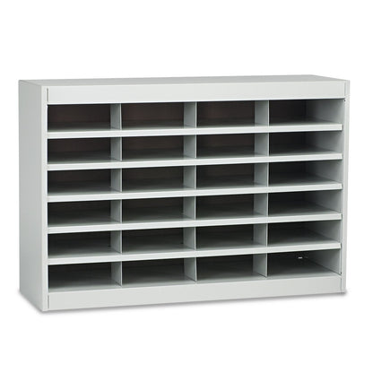 Safco Steel/Fiberboard E-Z Stor Sorter, 24 Compartments, 37.5 x 12.75 x 25.75, Gray