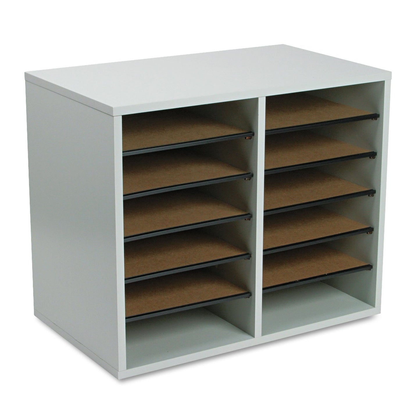 Safco Fiberboard Literature Sorter, 12 Compartments, 19.63 x 11.88 x 16.13, Gray