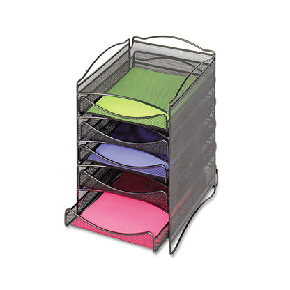 Safco Onyx Stackable Literature Organizer, Five-Drawer, 10.25 x 12.75 x 15.25, Black