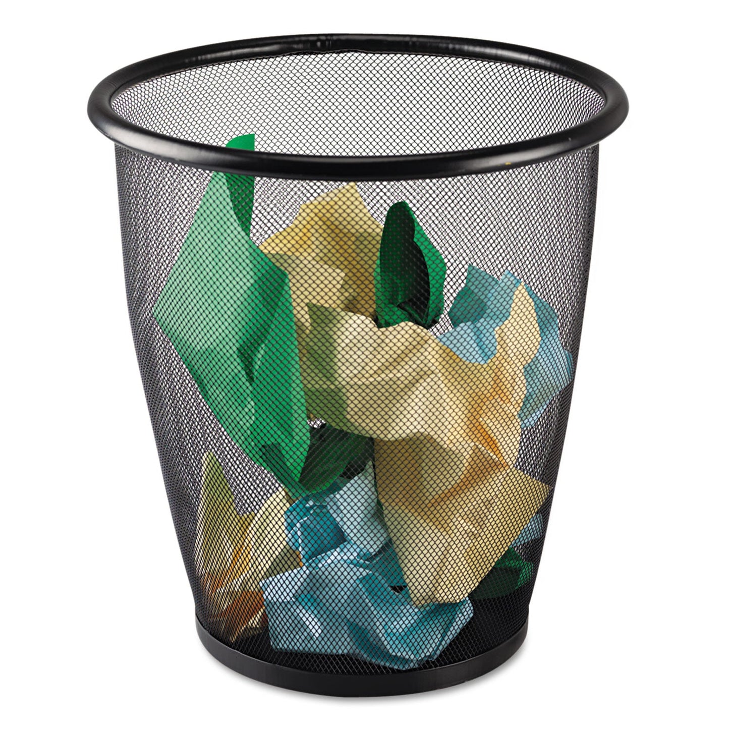 Safco Onyx Round Mesh Wastebasket, Steel Mesh, 5 gal, Black
