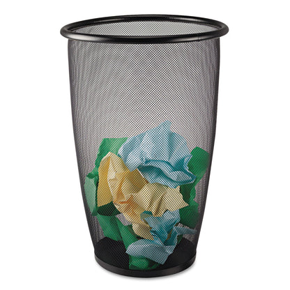 Safco Onyx Round Mesh Wastebasket, Steel Mesh, 9 gal, Black