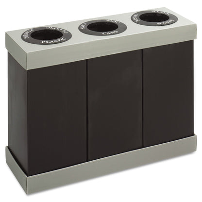 Safco At-Your-Disposal Recycling Center, Polyethylene, Three 84 gal Bins, Black