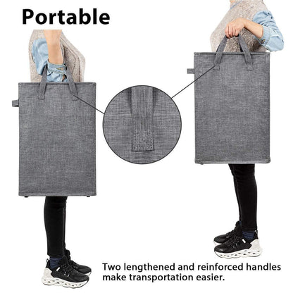 Slim Laundry Hamper With Handles Collapsible Laundry Basket Thin Dirty Clothes Basket Narrow Laundry Bag Foldable Dirty Cloth Hamper 45L (21 inchesDark Grey)