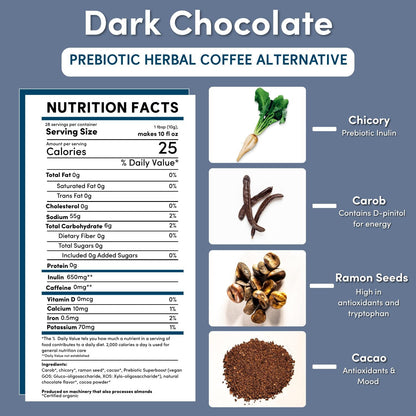 Dark Chocolate Prebiotic SuperBoost Herbal Coffee