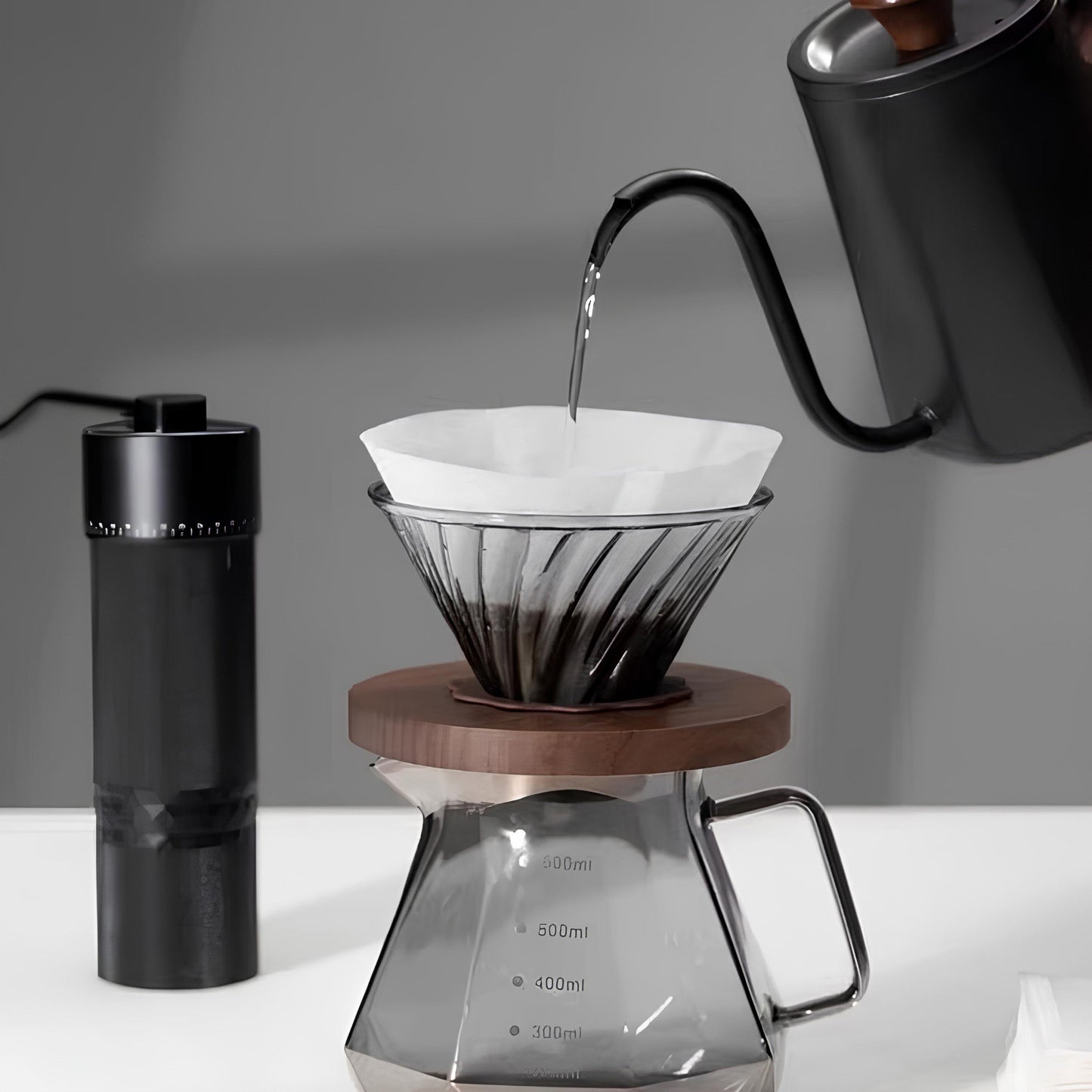 Coffee Brewing V60 Set with Walnut Wood Holder