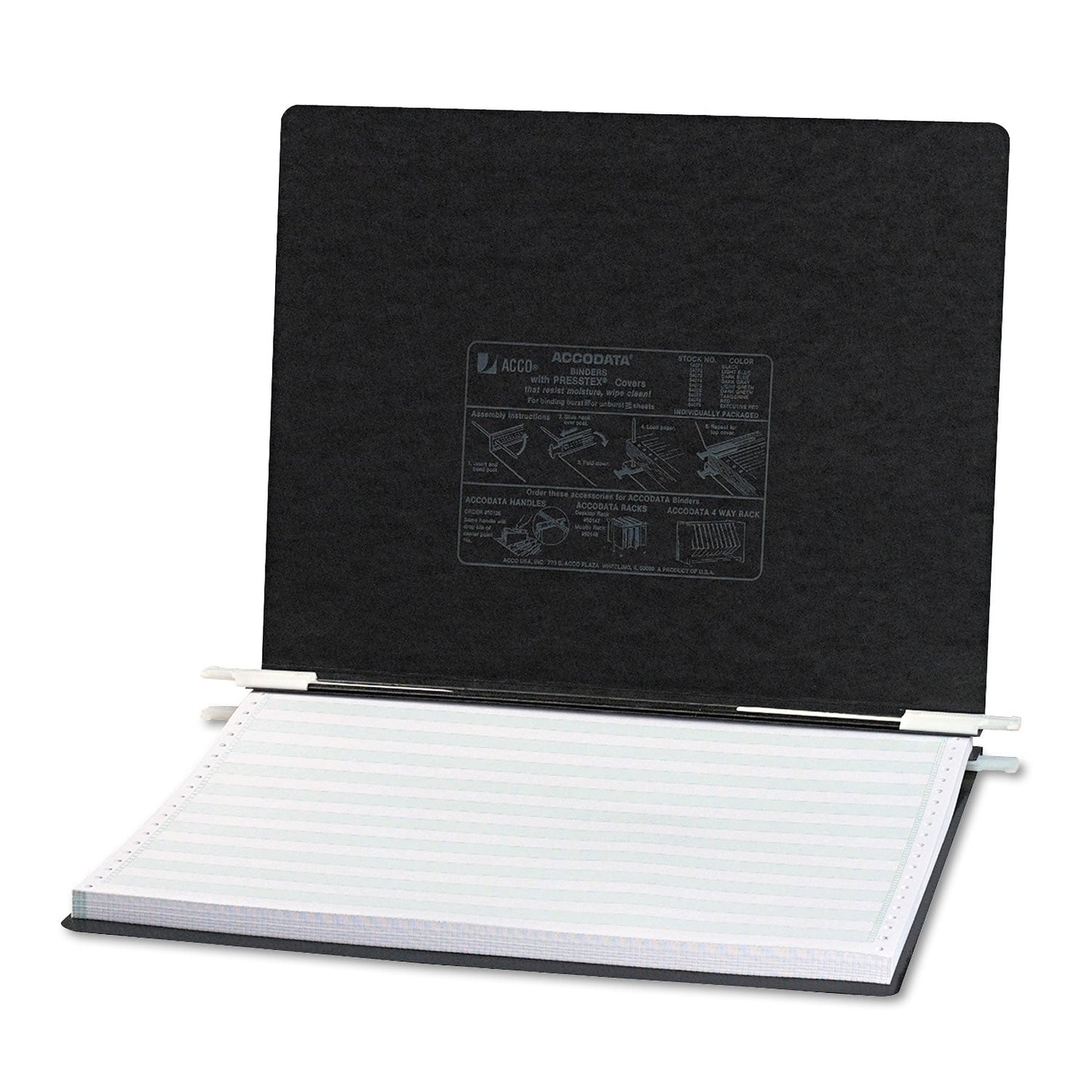ACCO PRESSTEX Covers with Storage Hooks, 2 Posts, 6" Capacity, 14.88 x 11, Black