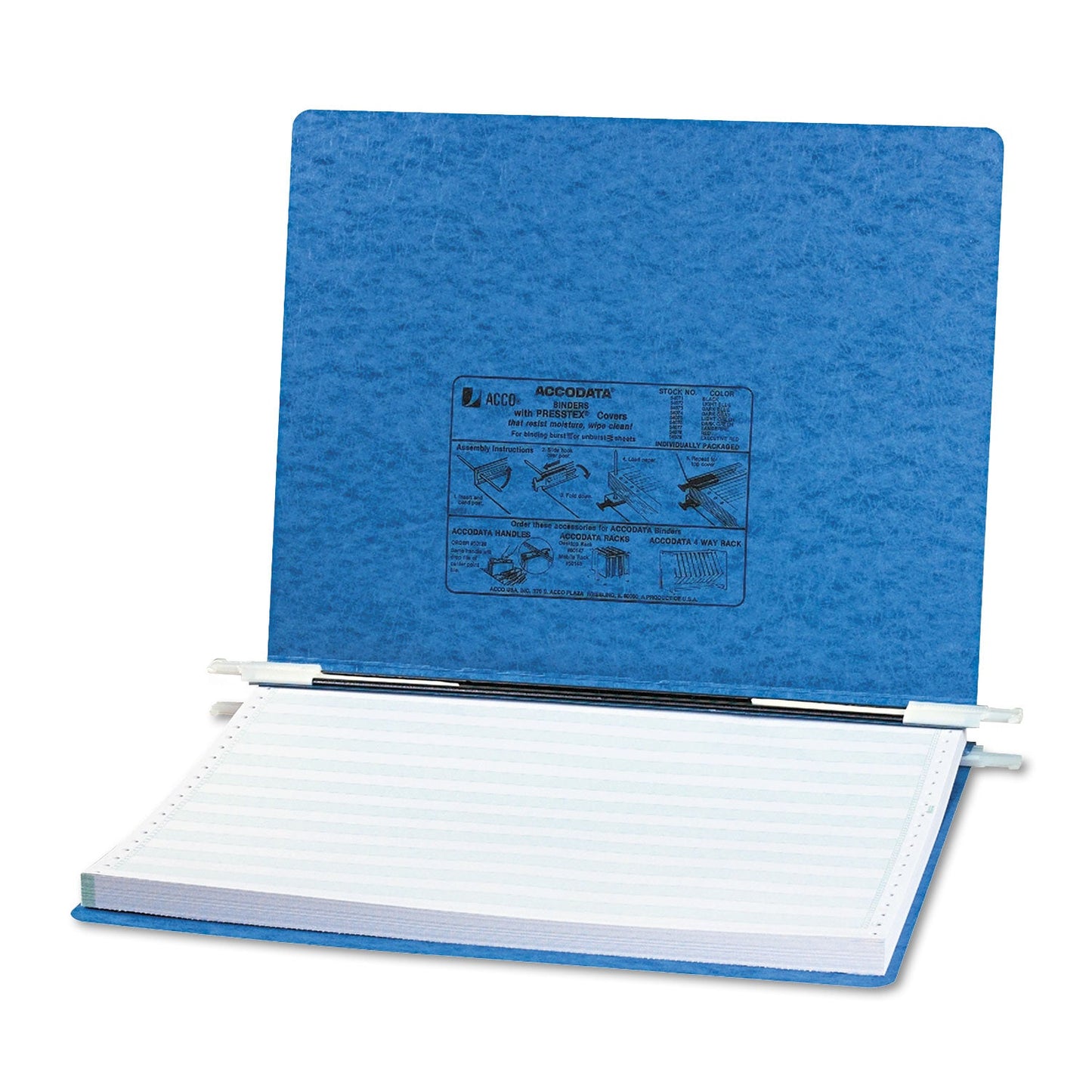 ACCO PRESSTEX Covers with Storage Hooks, 2 Posts, 6" Capacity, 14.88 x 11, Light Blue