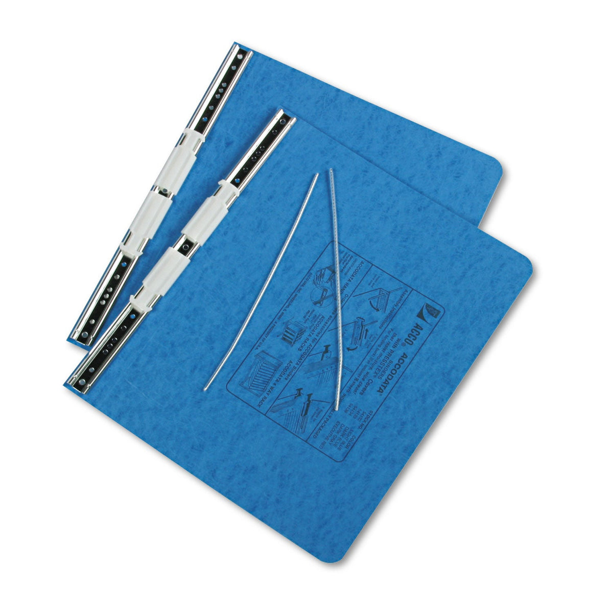 ACCO PRESSTEX Covers with Storage Hooks, 2 Posts, 6" Capacity, 12 x 8.5, Light Blue