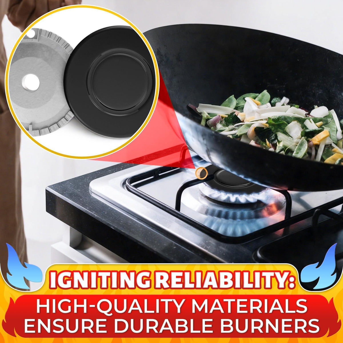 4Pcs Portable Gas Stove Burner Replacement Surface Burner Head Replacement Stove Range Gas Stove Burners Caps Black Stove Top Burner Replacement Range Burners Tops Burner Covers for Gas Stove