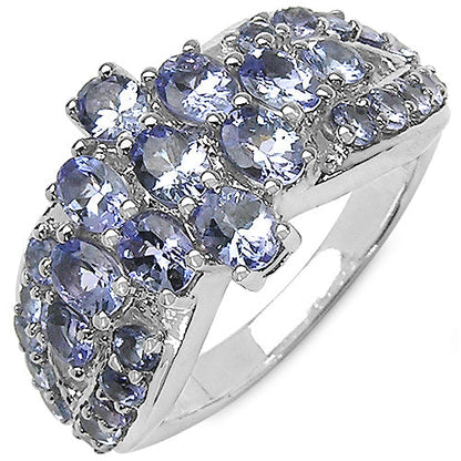 2.43 Carat Genuine Tanzanite .925 Sterling Silver Ring