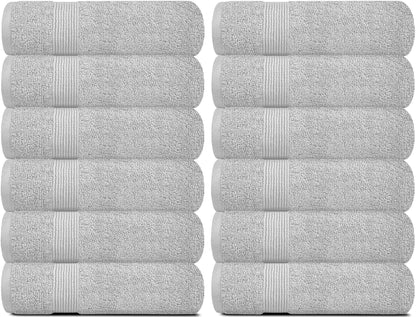 Resort Collection Soft Washcloth Face Body Towel Set 12x12 inch 12 Pack Grey