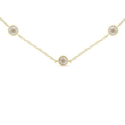 Yellow Color Plated Sterling Silver Diamond Station Necklace (1/2 cttw, K-L Color, I2-I3 Clarity)