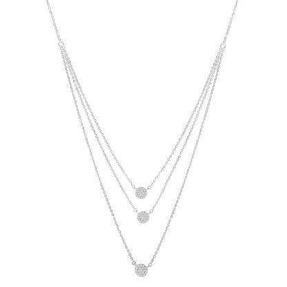 .925 Sterling Silver 1/2 Cttw Round Diamond Medallion Multi-Strand Tri Pendant 18" Necklace (H-I Color, I2-I3 Clarity)