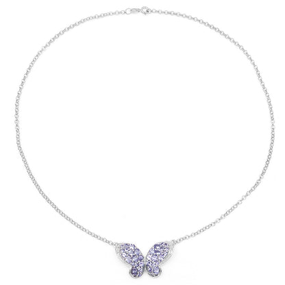 3.31 Carat Genuine Tanzanite & White Topaz .925 Sterling Silver Pendant