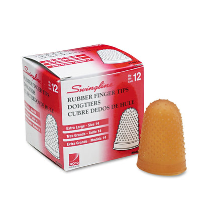 Swingline Rubber Finger Tips, 14 (X-Large), Amber, Dozen