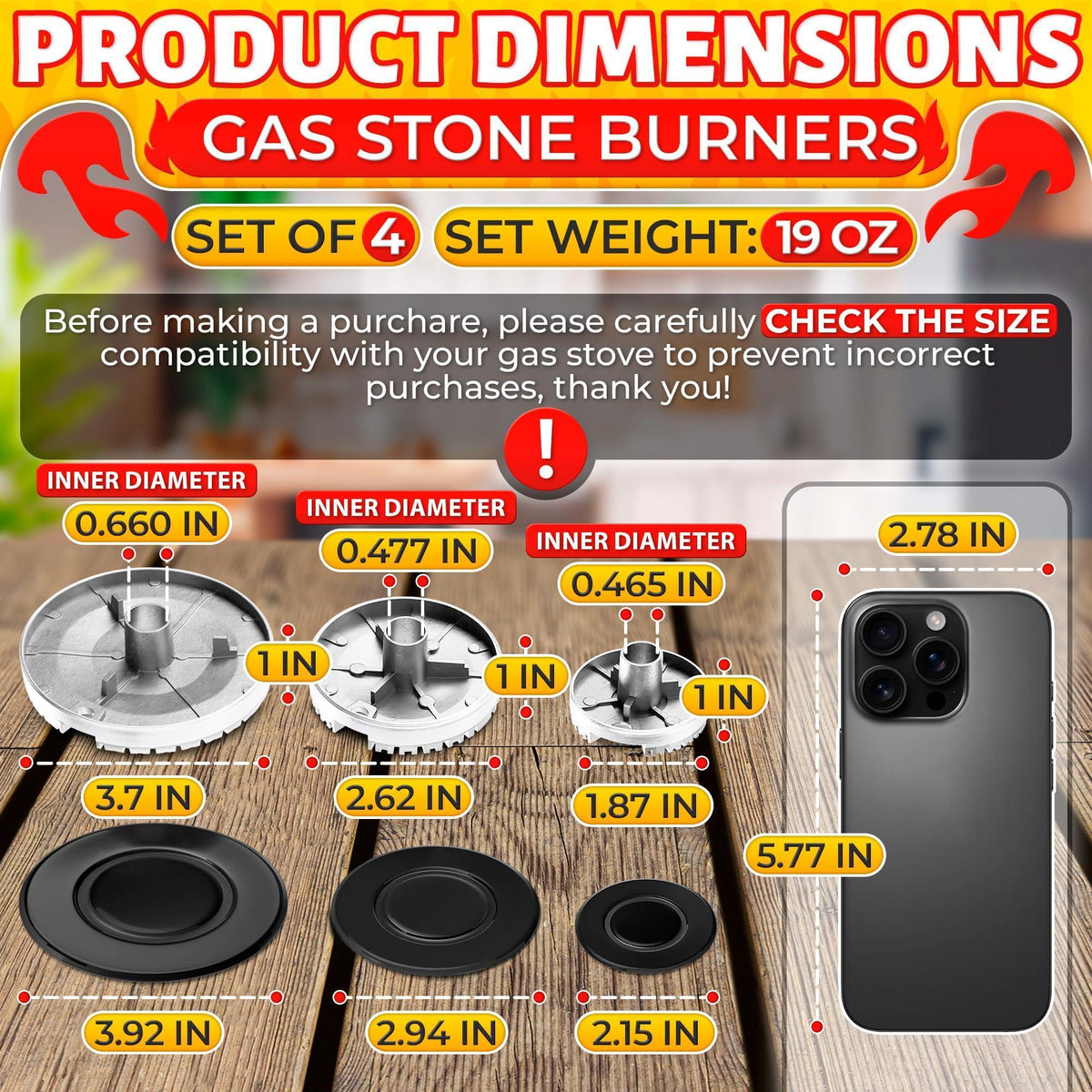 4Pcs Portable Gas Stove Burner Replacement Surface Burner Head Replacement Stove Range Gas Stove Burners Caps Black Stove Top Burner Replacement Range Burners Tops Burner Covers for Gas Stove